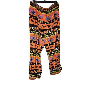 Disney Stitch Halloween Pajama Pants XL Orange Black Sleepwear‎ Loungewear